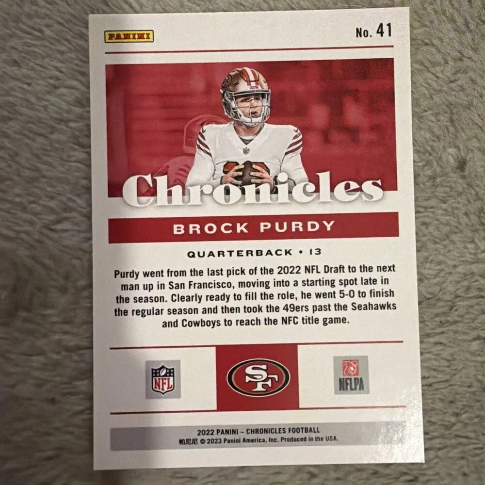 2022 Panini Chronicles - Brock Purdy #41 (RC)